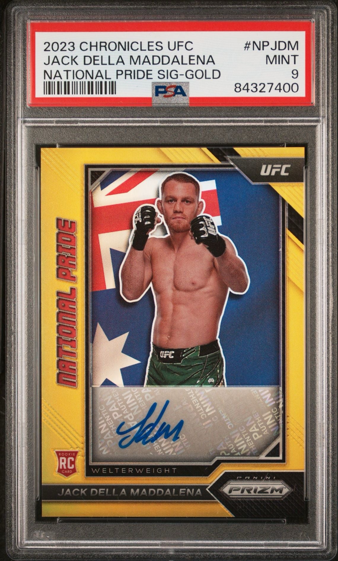 2023 Chronicles UFC Jack Della Maddalena National Pride Auto Gold #/10 PSA 9