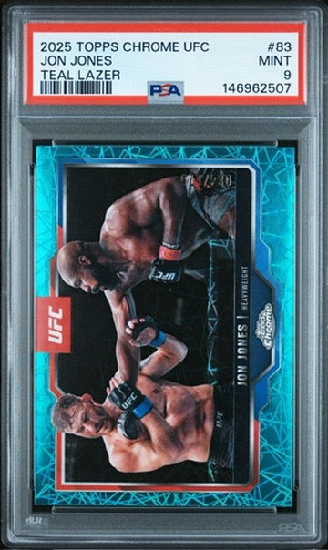 2025 Topps Chrome UFC Jon Jones Teal Lazer #/175 PSA 9