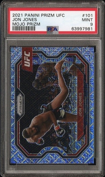 2021 Prizm UFC Jon Jones Mojo Prizm 14/25 PSA 9