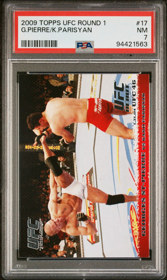 2009 Topps UFC Round 1 Georges St-Pierre Karo Parisyan #17 Rookie PSA 7