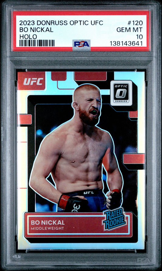 2023 Donruss Optic UFC Bo Nickal Rated Rookie Holo PSA 10