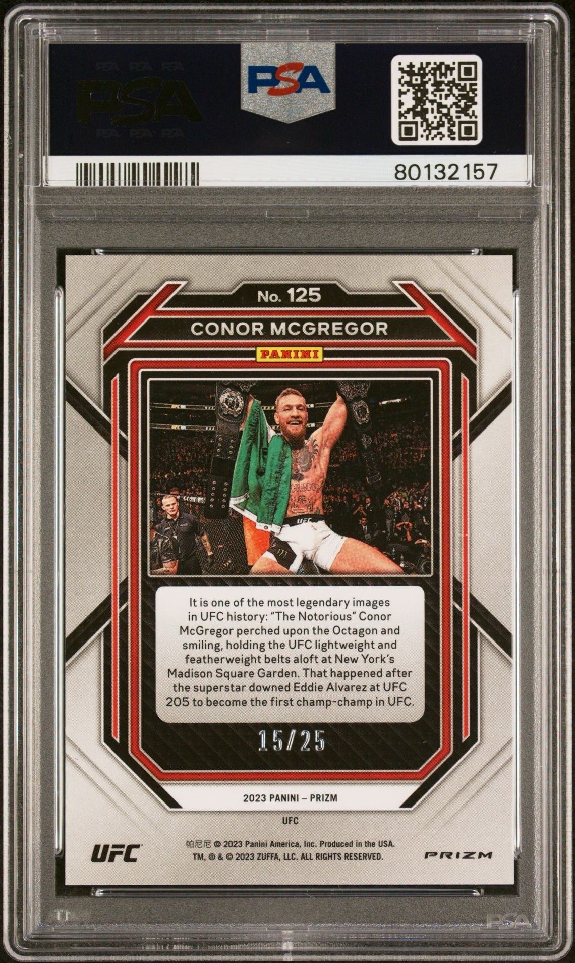 2023 Prizm UFC Conor McGregor Blue Disco Undercard #/25 PSA 10