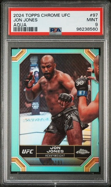 2024 Topps Chrome Jon Jones Aqua #/199 PSA 9