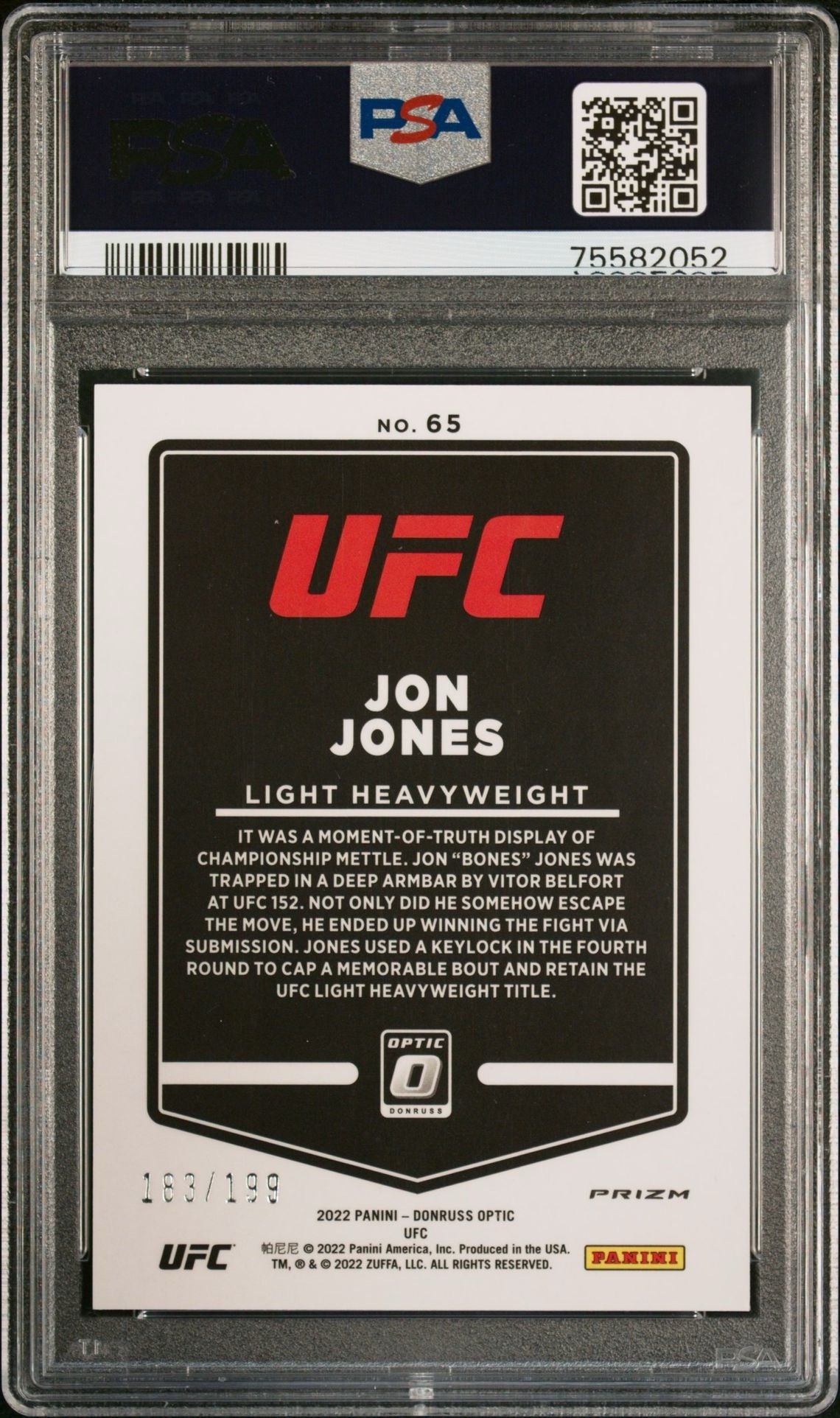 2022 Donruss Optic UFC Jon Jones Red #/199 PSA 10