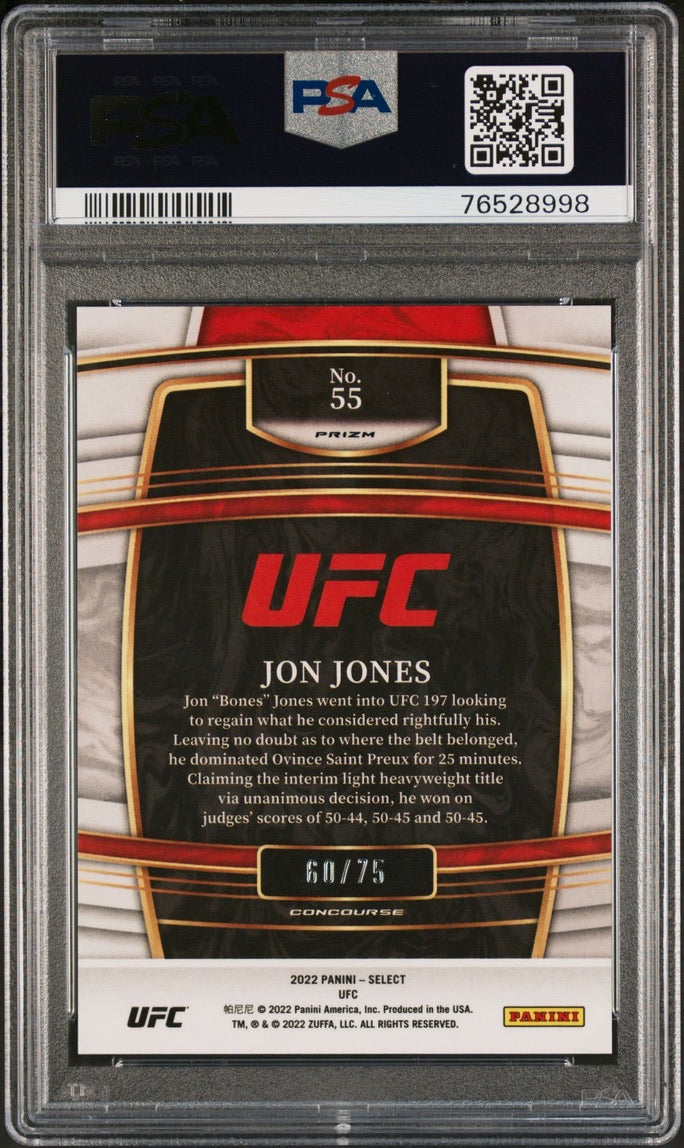 2022 Select UFC Jon Jones White Prizm #/75 PSA 10