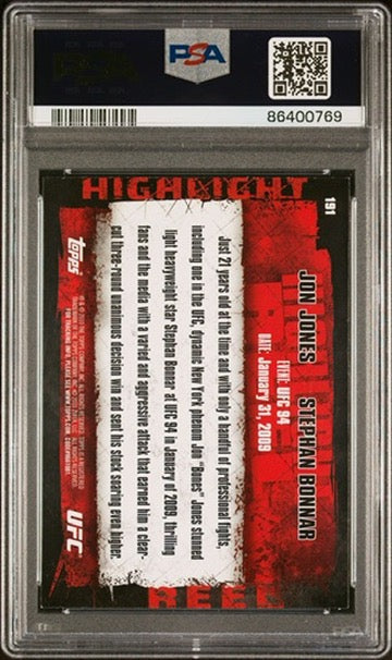 2010 Topps UFC Series 4 Highlight Reel Jon Jones vs Stephan Bonnar PSA 8 (Pop 1)