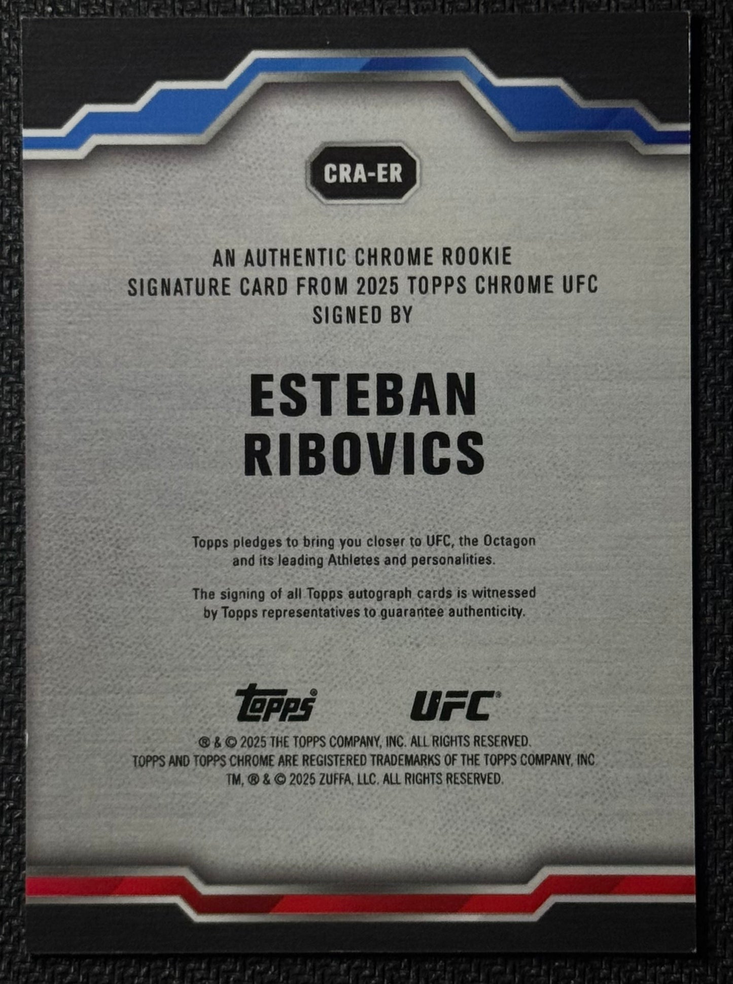 2025 Topps Chrome Sapphire UFC Esteban Ribovics Padparadscha Rookie Auto 1/1