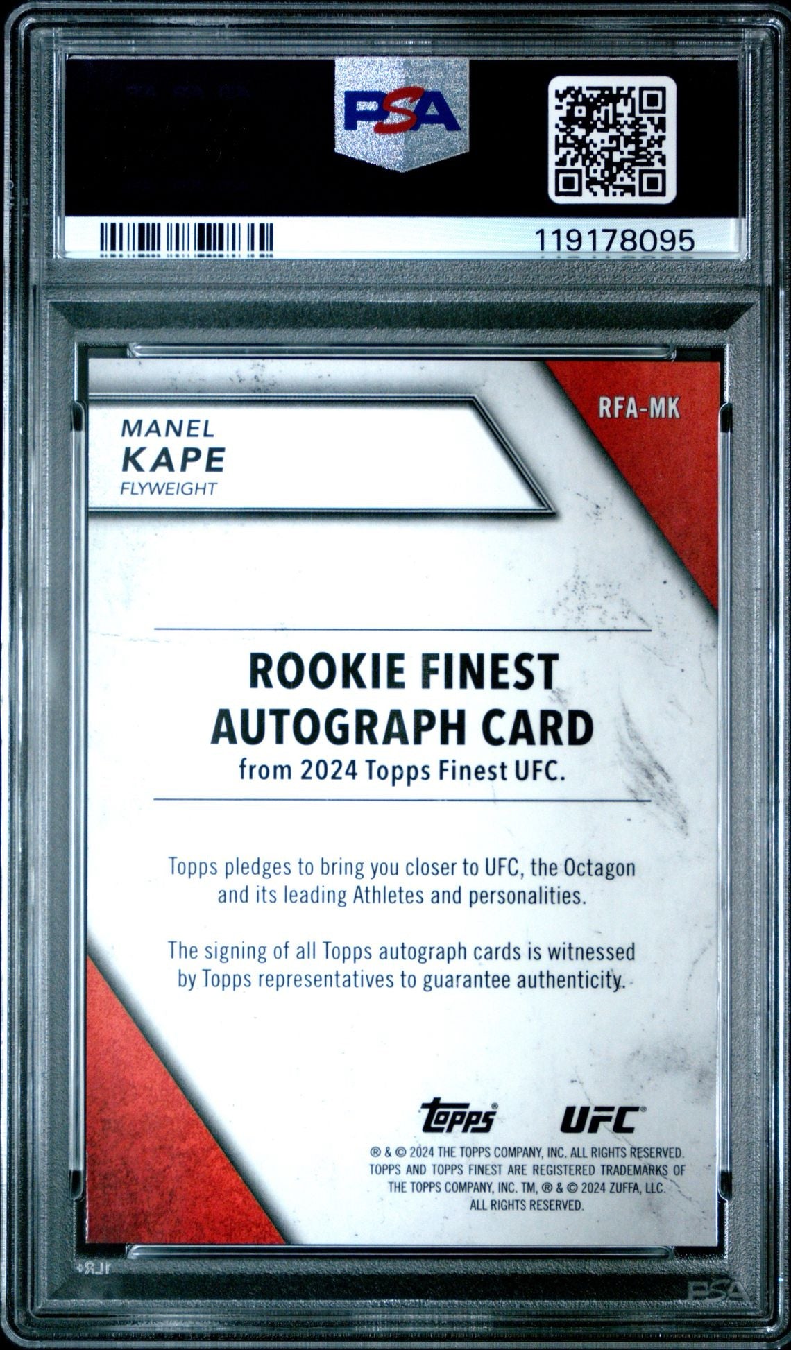 2024 Topps Finest UFC Manel Kape Finest Rookies Gold Autograph #/50 PSA 10