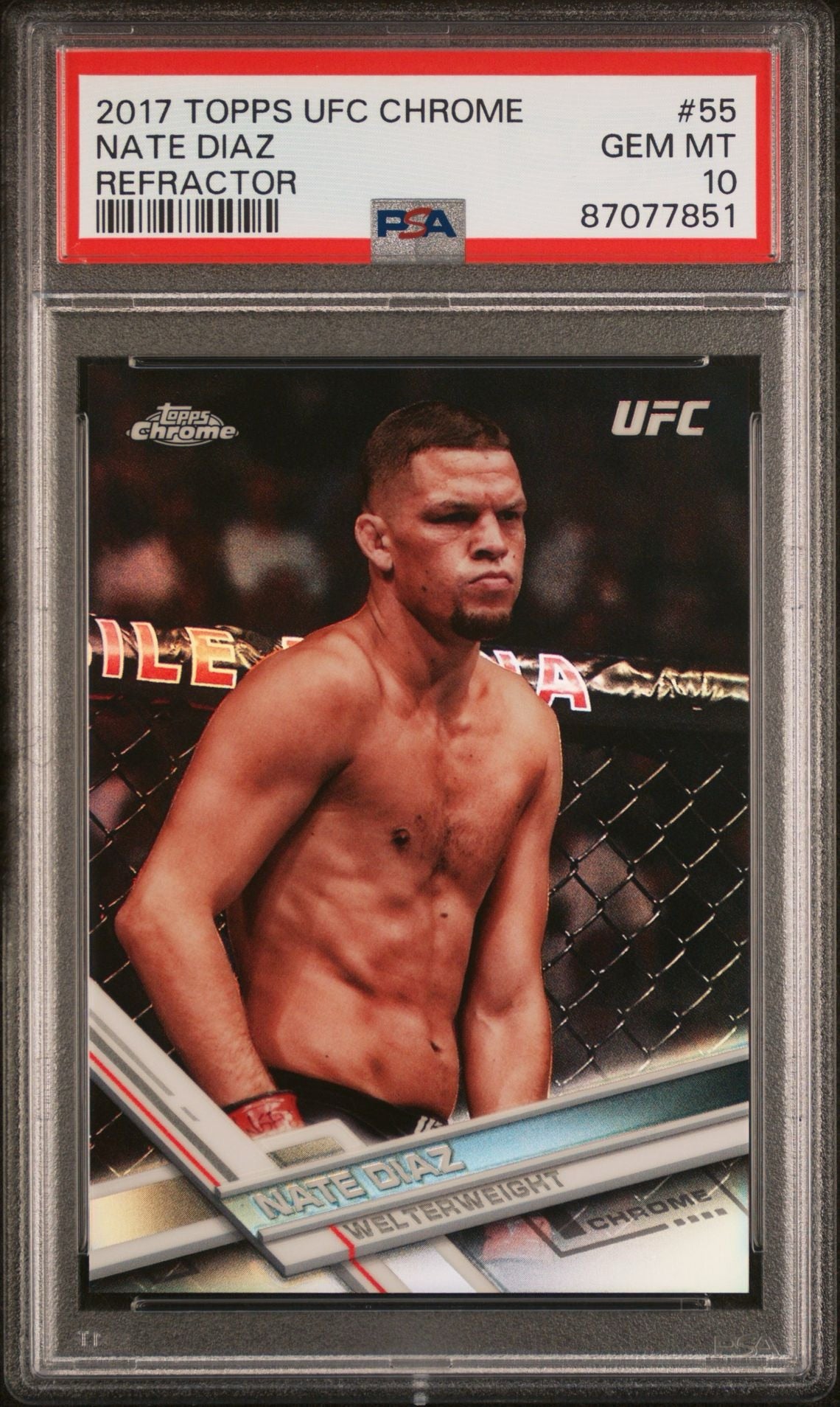 2017 Topps Chrome UFC Nate Diaz Refractor PSA 10