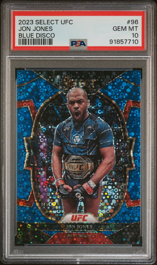 2023 Select UFC Jon Jones Concourse Blue Disco #/49 PSA 10