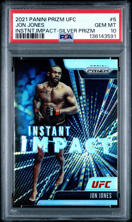2021 Prizm UFC Jon Jones Instant Impact Silver Prizm PSA 10