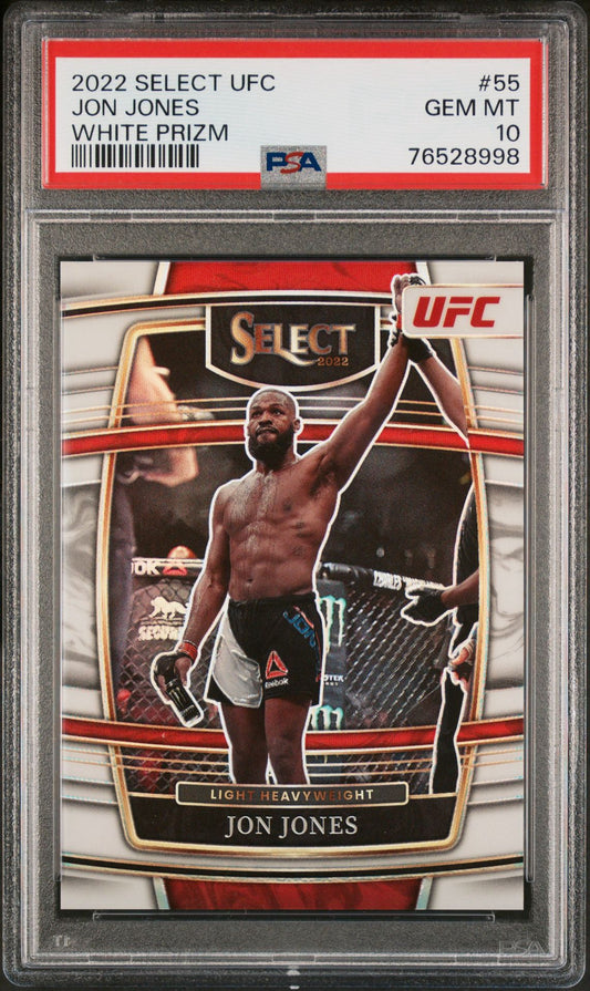 2022 Select UFC Jon Jones White Prizm #/75 PSA 10