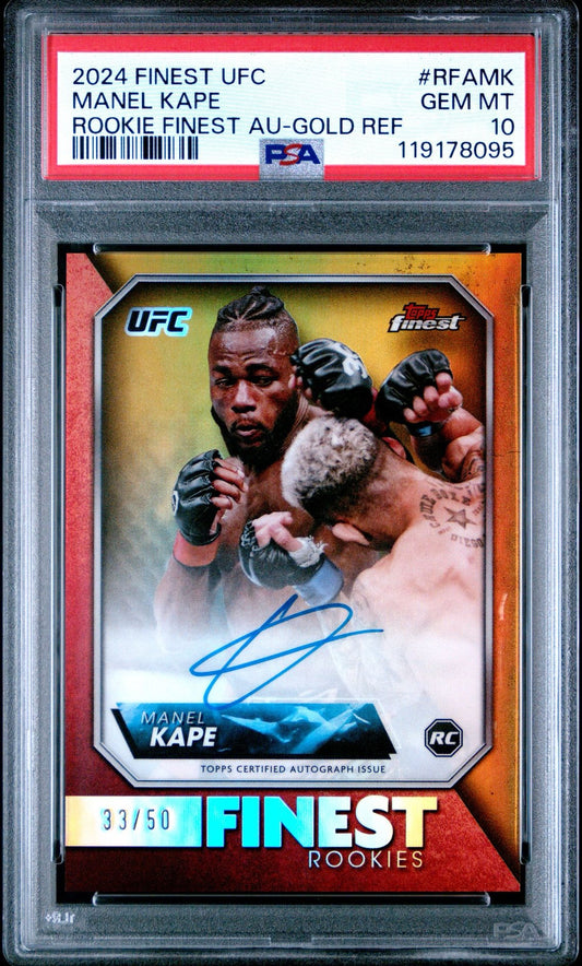 2024 Topps Finest UFC Manel Kape Finest Rookies Gold Autograph #/50 PSA 10