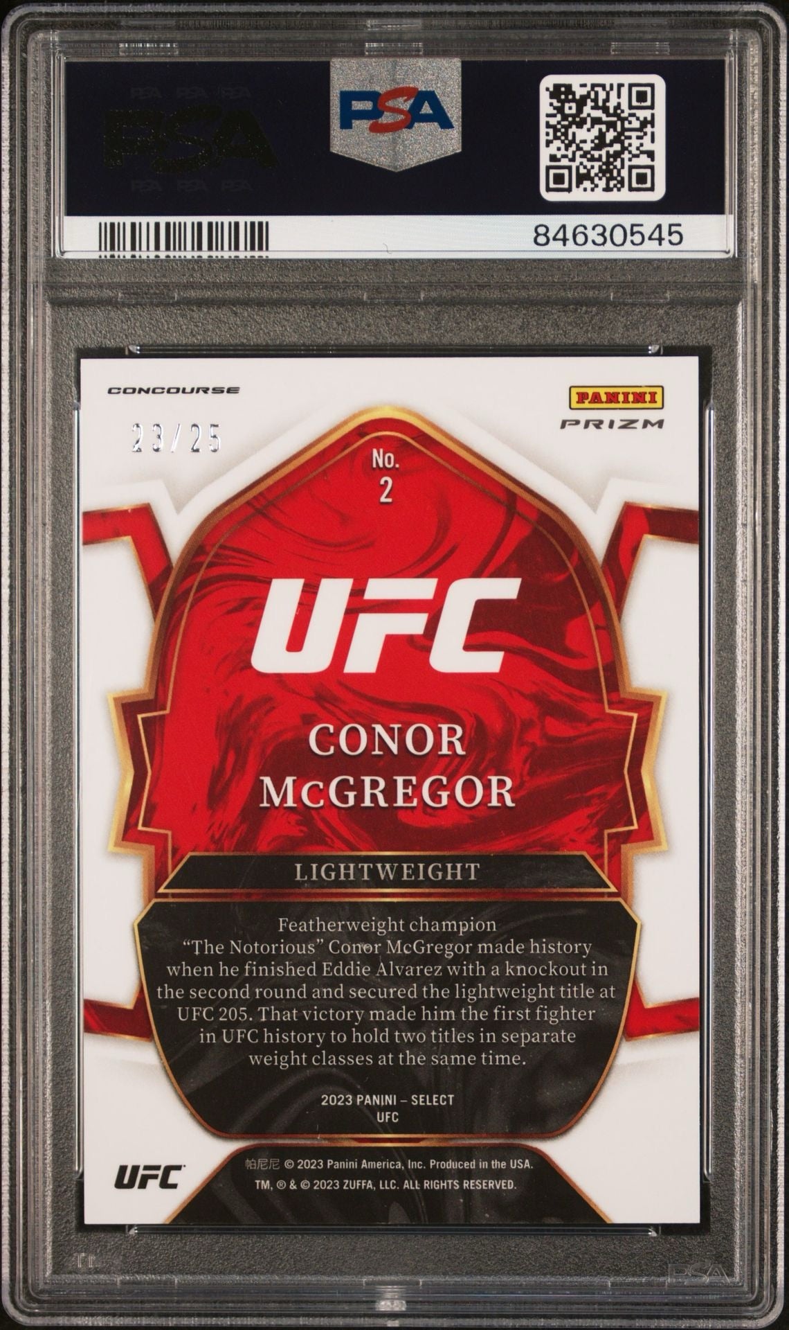 2023 Select UFC Concourse Conor McGregor #2 Tie-Dye #/25 PSA 10