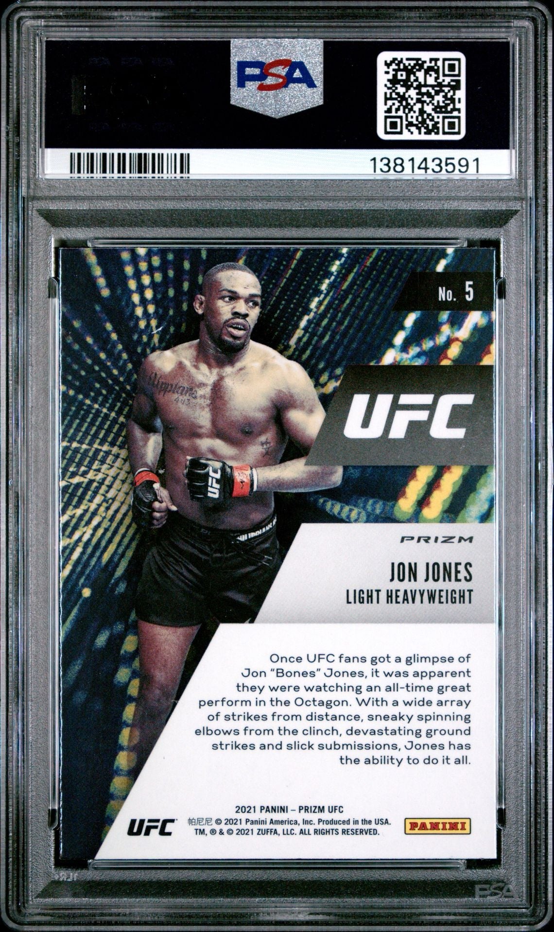 2021 Prizm UFC Jon Jones Instant Impact Silver Prizm PSA 10