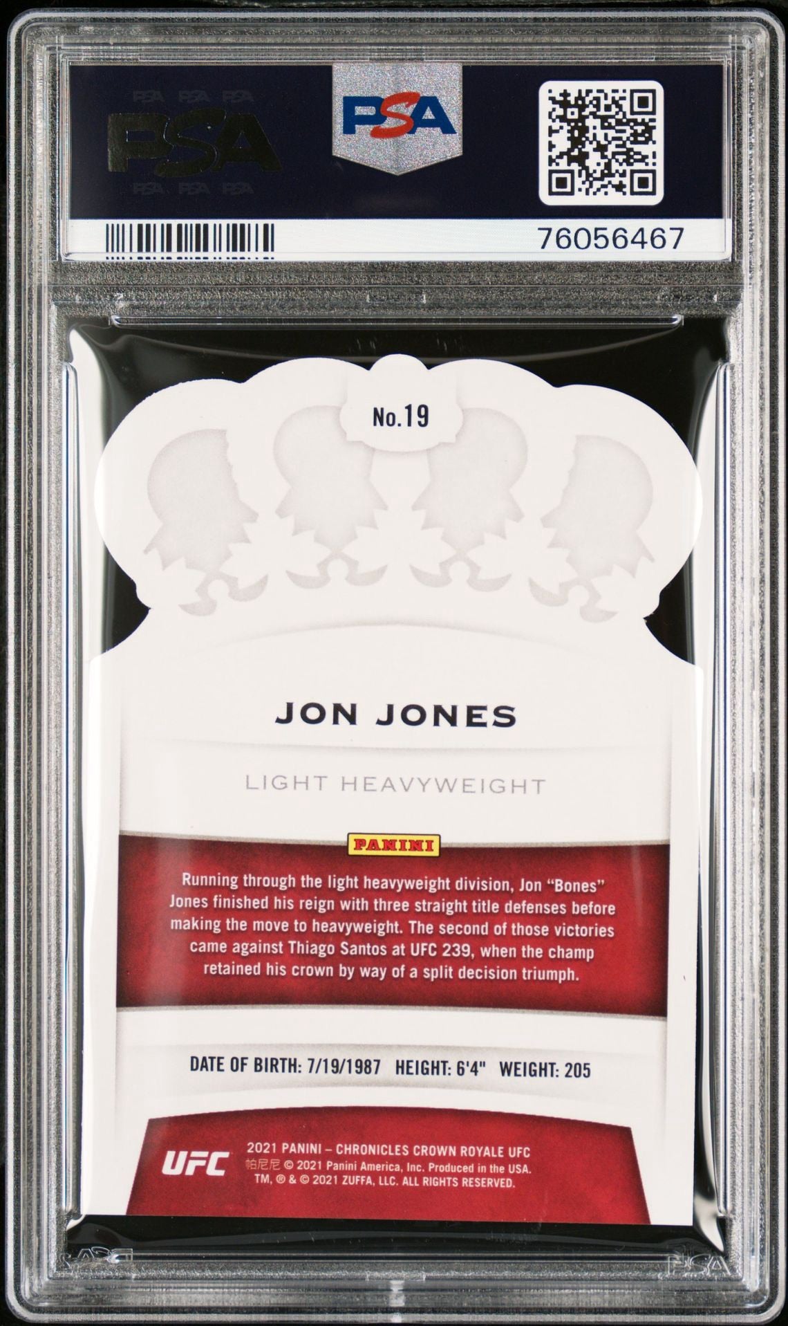 2021 Chronicles UFC Jon Jones Crown Royale Asia T-mall Red #/88 PSA 10 (POP 1)