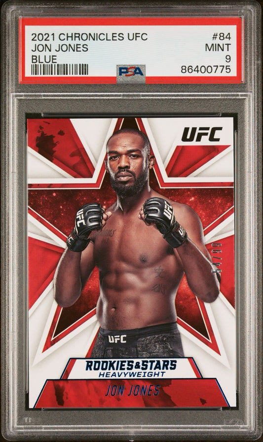 2021 Chronicles UFC Jon Jones Rookies and Stars Blue #/99 PSA 9