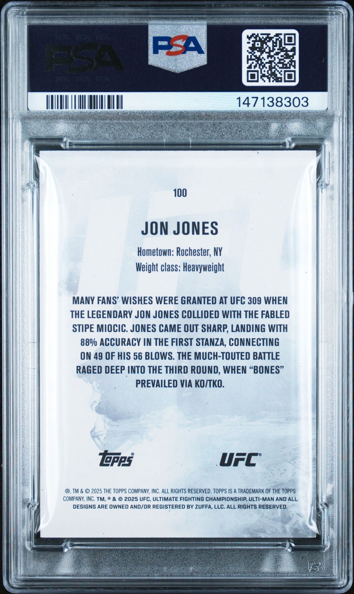 2025 Topps Knockout UFC Jon Jones HOLO Silver PSA 8 (Pop 1)