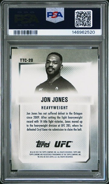 2025 Topps Chrome UFC Jon Jones Top of the Class Blue Refractor #/150 PSA 8 (Pop 1)