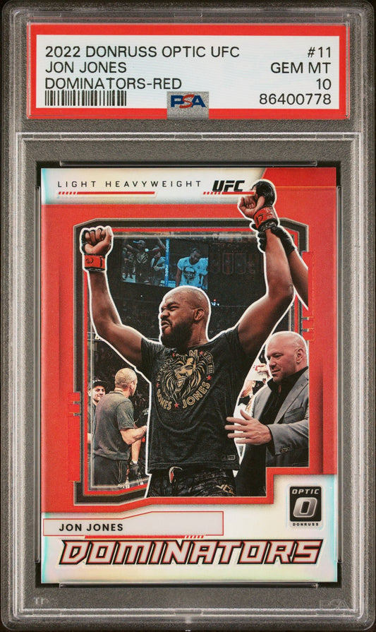 2022 Donruss Optic UFC Jon Jones Dominators Red #/99 PSA 10