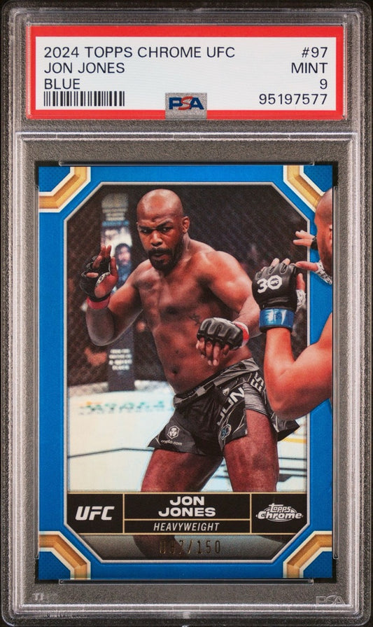 2024 Topps Chrome UFC Jon Jones Blue Refractor #/150 PSA 9