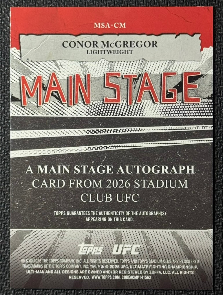 2026 Topps Stadium Club Conor McGregor Main Stage Auto #/25