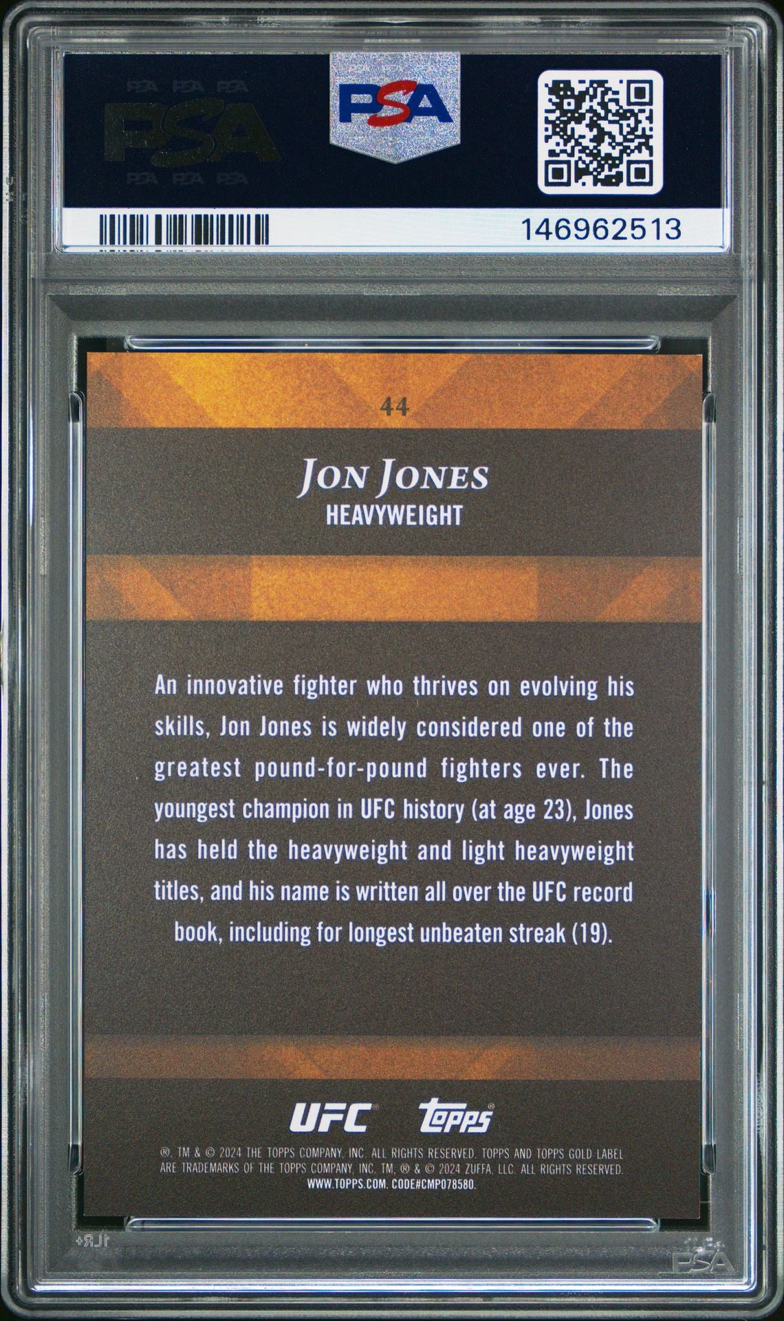 2024 Topps Gold Label UFC Jon Jones Class 3 Blue #/50 PSA 9