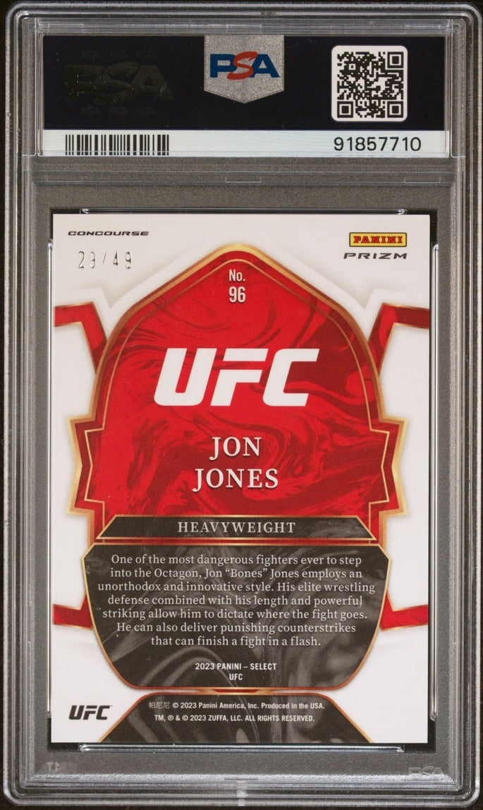 2023 Select UFC Jon Jones Concourse Blue Disco #/49 PSA 10