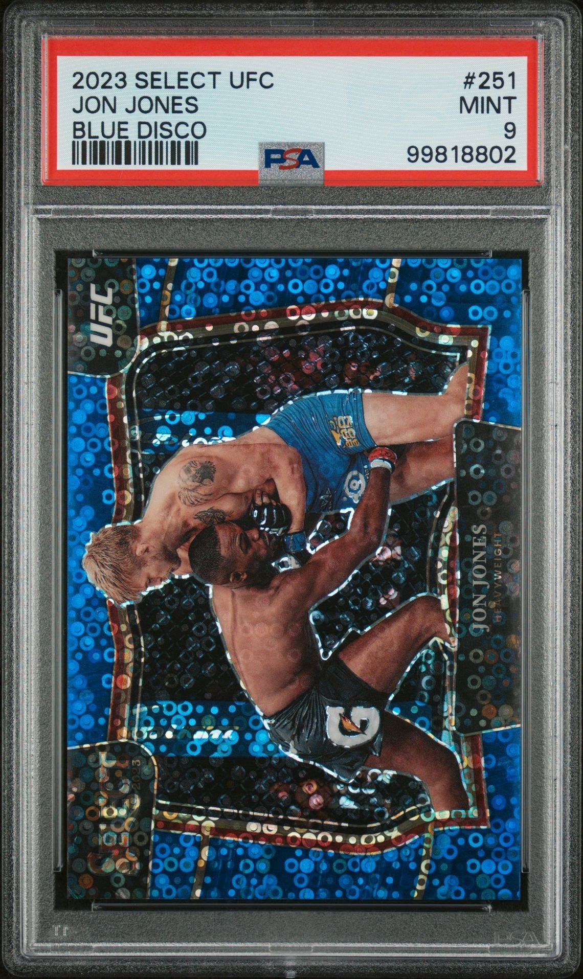 2023 Select UFC Jon Jones Octagonside Blue Disco #/49 PSA 9