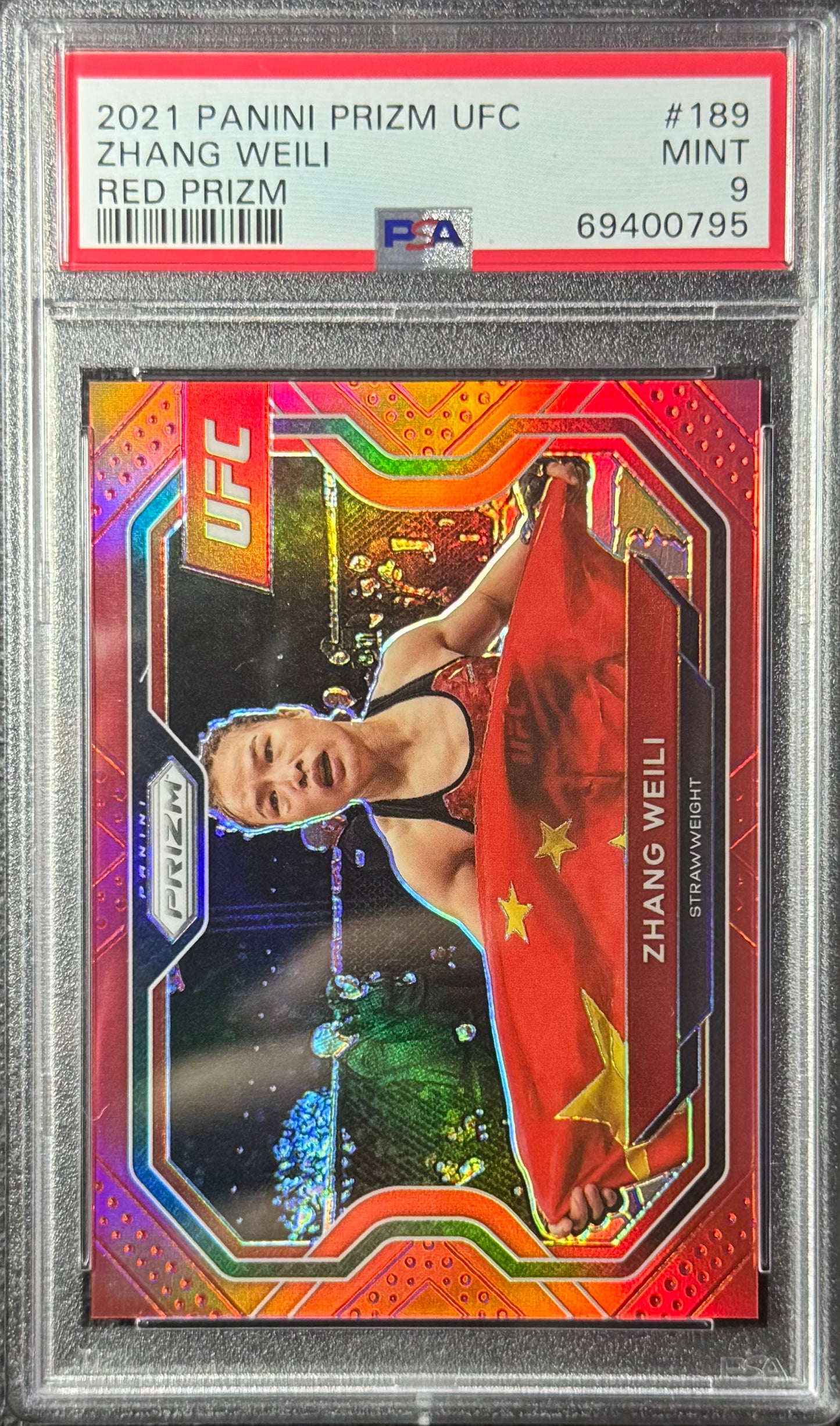 2021 Prizm UFC Zhang Weili Red Prizm #/275 PSA 9