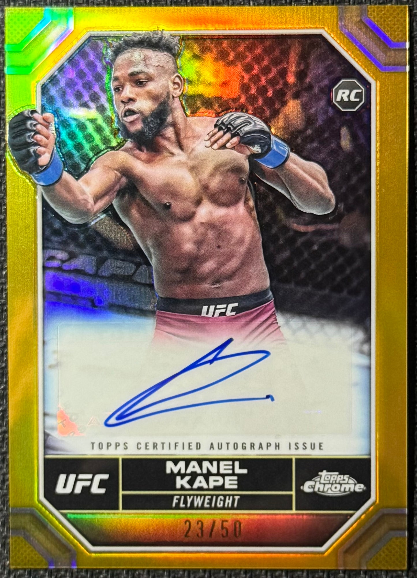2024 Topps Chrome UFC Manel Kape Gold Refractor Rookie Auto #/50