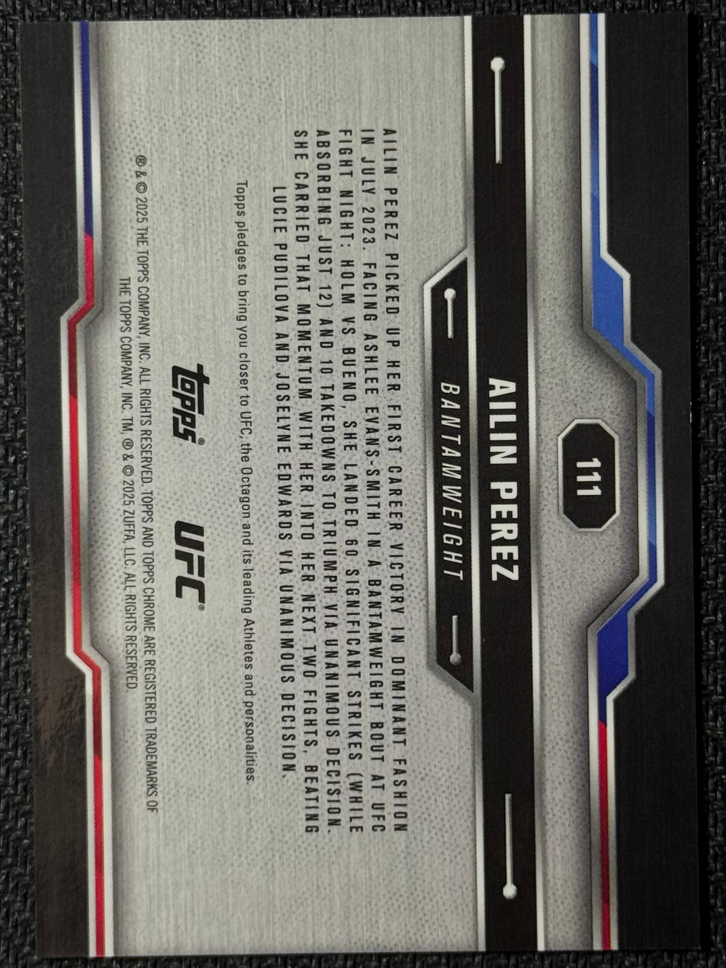 2025 Topps Chrome UFC Ailin Perez Rookie Black Refractor #/10