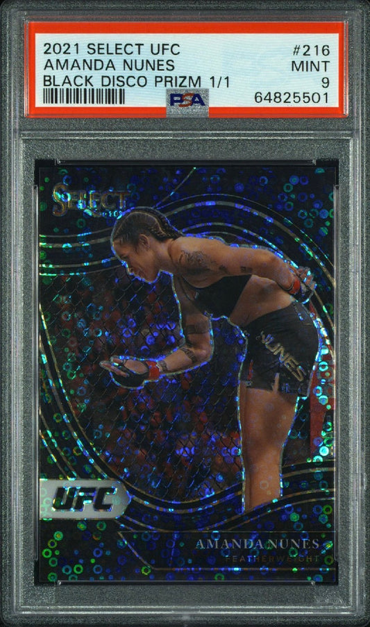 2021 Select UFC Amanda Nunes Black Disco Octagonside 1/1 PSA 9