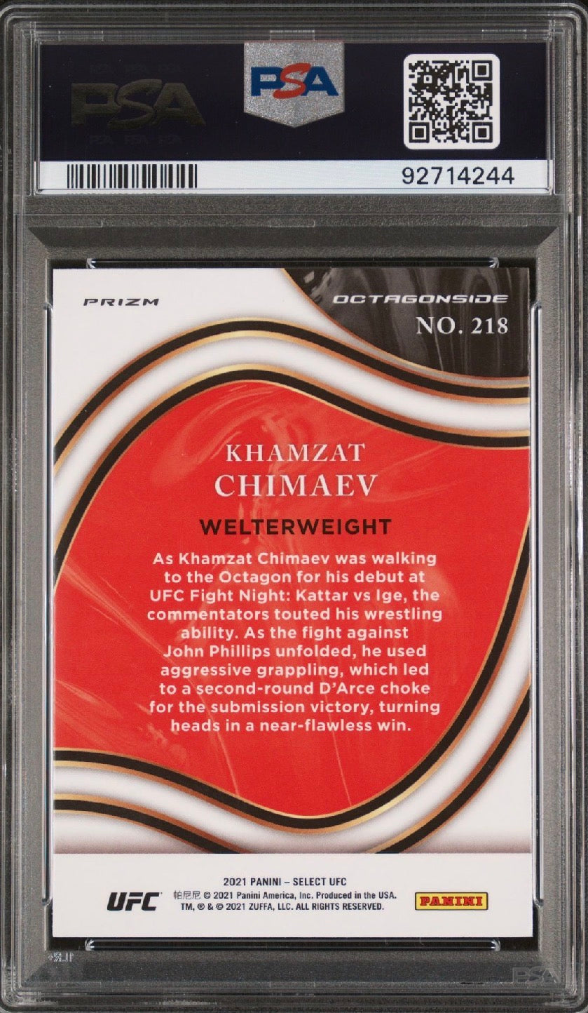 2021 Select UFC Khamzat Chimaev Zebra Octagonside PSA 10