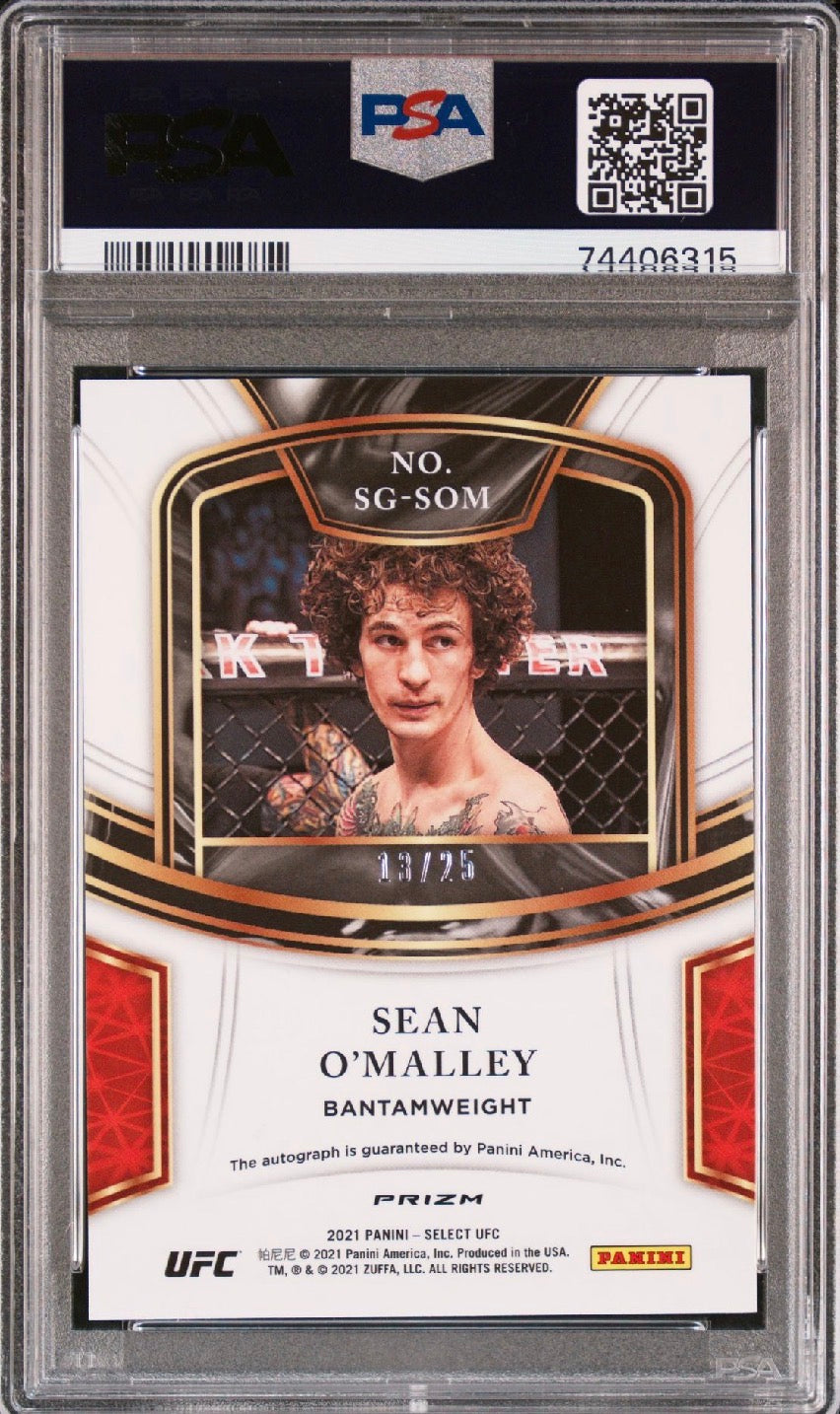 2021 Select UFC Sean O'malley Signatures- Tie-Dye Prizm Auto #/25 PSA 10