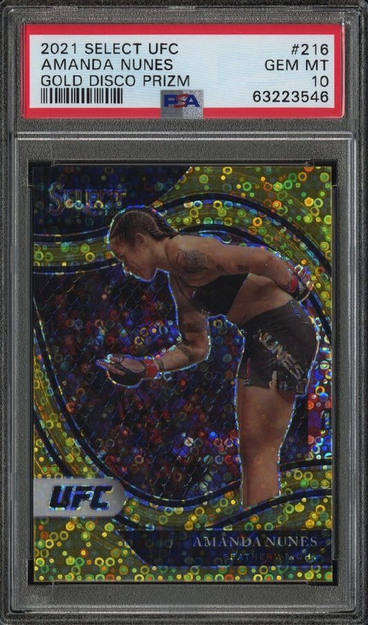 2021 Select UFC Amanda Nunes Gold Disco Octagonside #/10 PSA 10