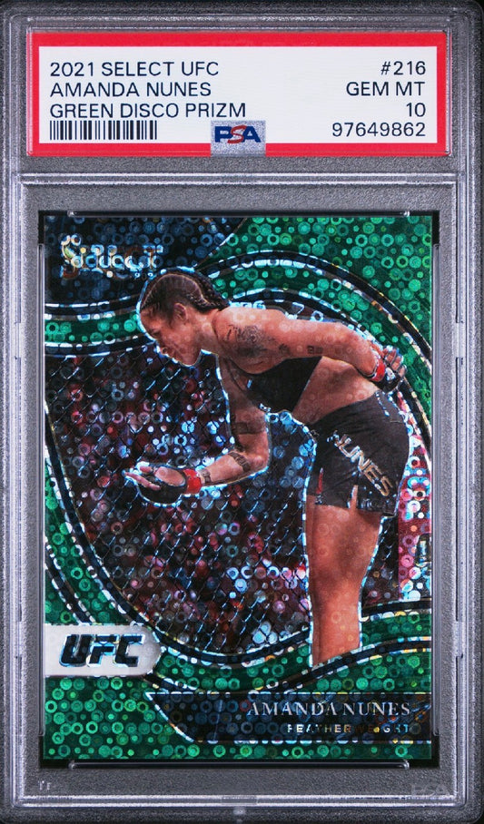2021 Select UFC Amanda Nunes Green Disco Octagonside #/5 PSA 10