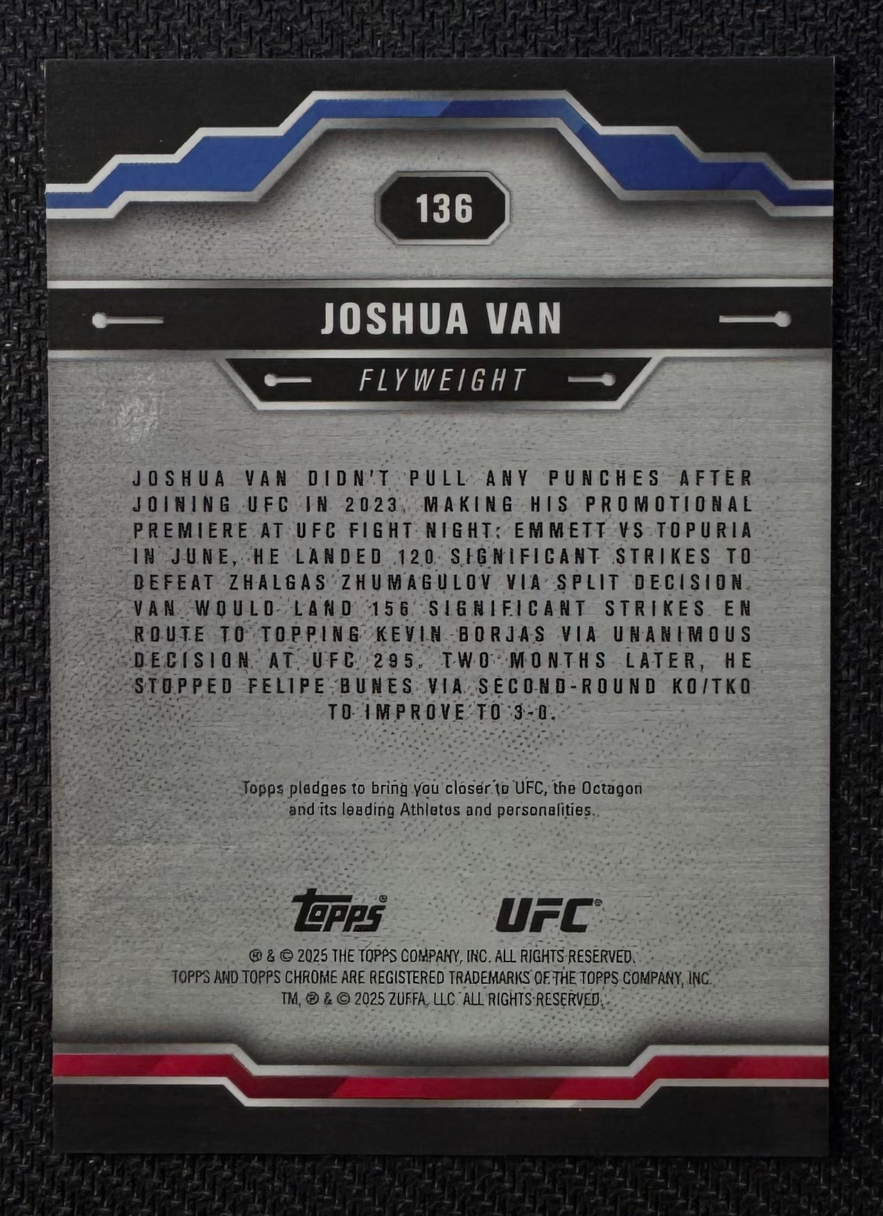 2025 Topps Chrome UFC Joshua Van Gold Refractor #/50