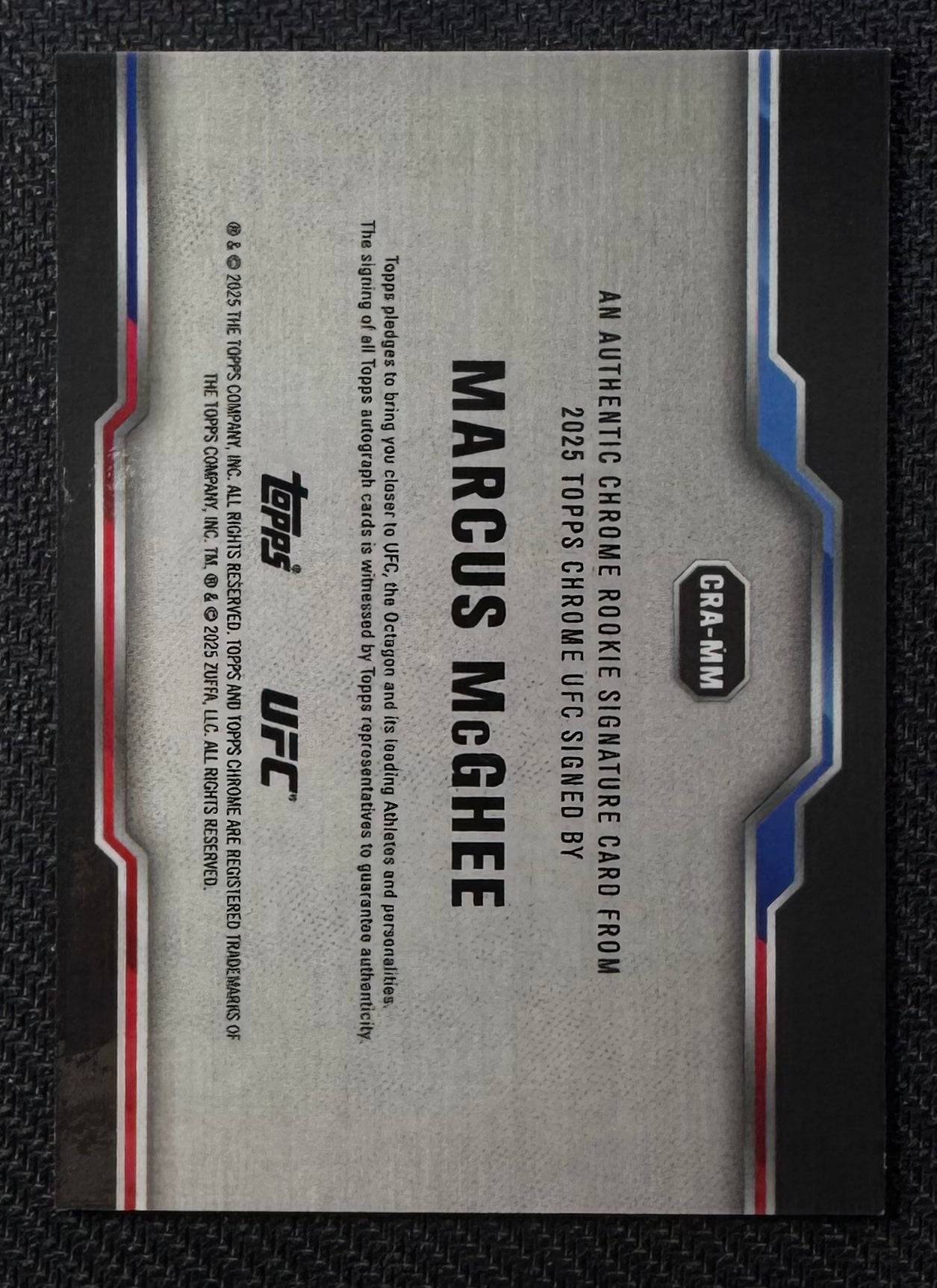 2025 Topps Chrome UFC Marcus McGhee Black Refractor Autograph #/10