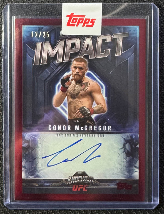 2025 Topps UFC Knockout Lasting Impact Conor McGregor Red Auto /25 Sealed Topps Redemption