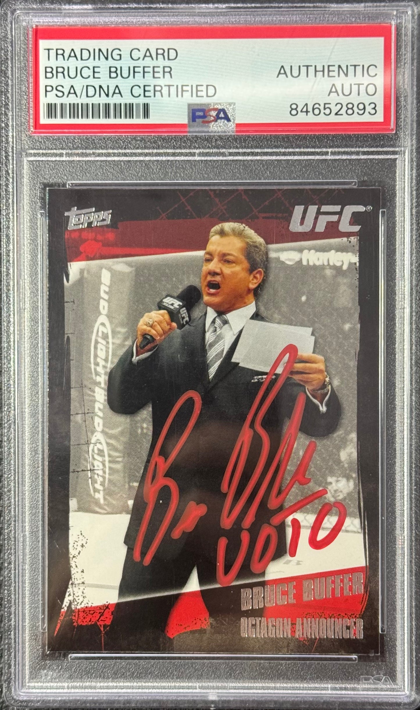 2010 Topps UFC Bruce Buffer Signed On Card Red Ink Auto Octagon Announcer PSA/DNA