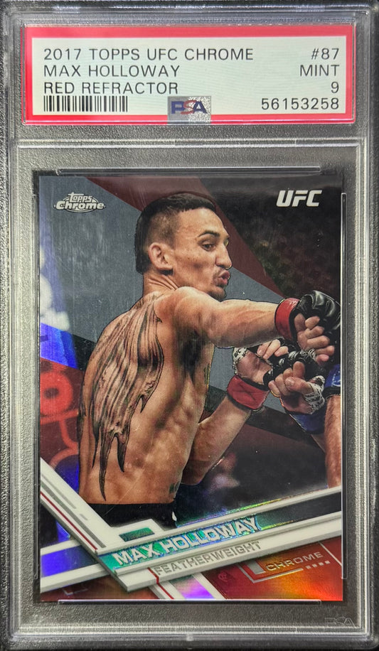 2017 Topps Chrome UFC Max Holloway Red Refractor #/5 PSA 9
