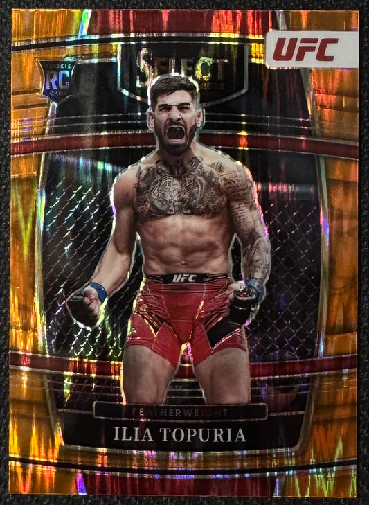 2022 Panini Select UFC Concourse Ilia Topuria #23 Orange Flash Prizm