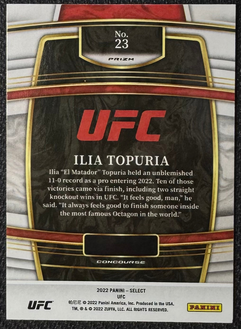 2022 Panini Select UFC Concourse Ilia Topuria #23 Orange Flash Prizm