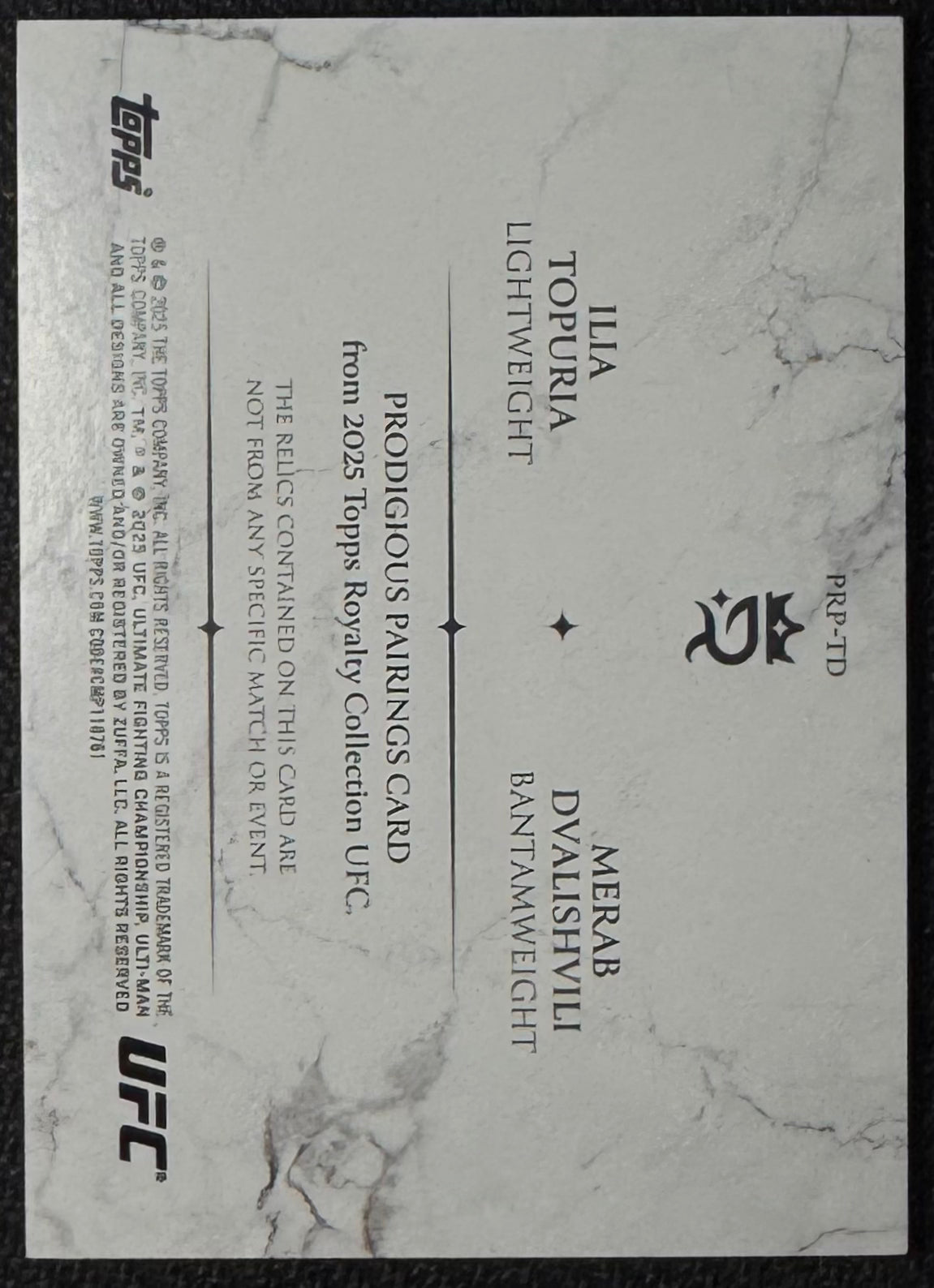 2025 Topps UFC Royalty Ilia Topuria Merab Dvalishvili Pairings Relics #/99