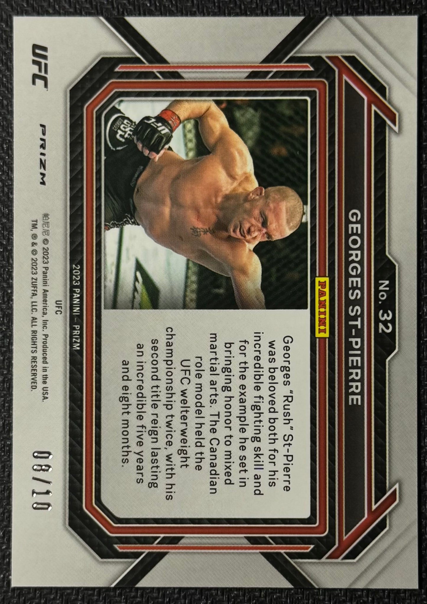 2023 Panini UFC Prizm Georges St-Pierre #32 Blue Shimmer #/10