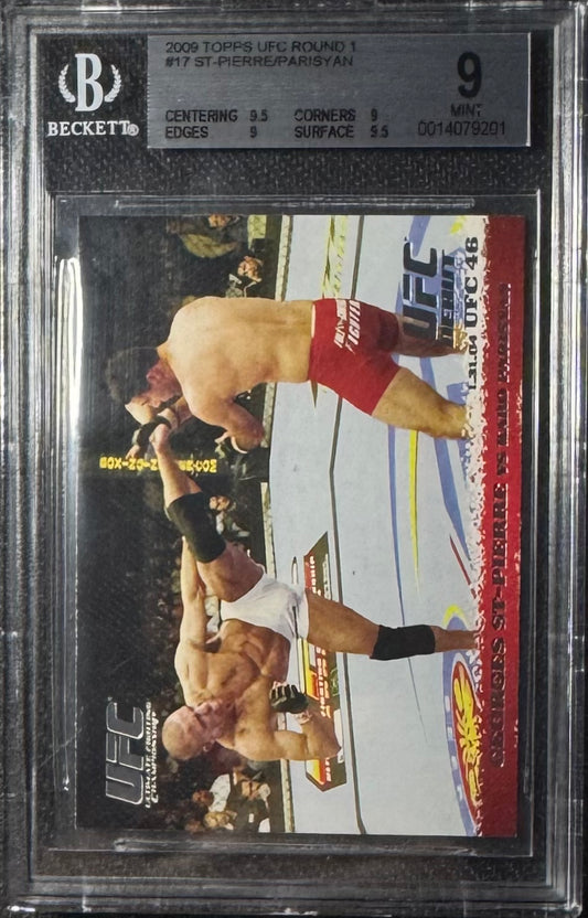 2009 Topps UFC Round 1 Georges St-Pierre, Karo Parisyan (RC) #17 BGS 9 (Mint)
