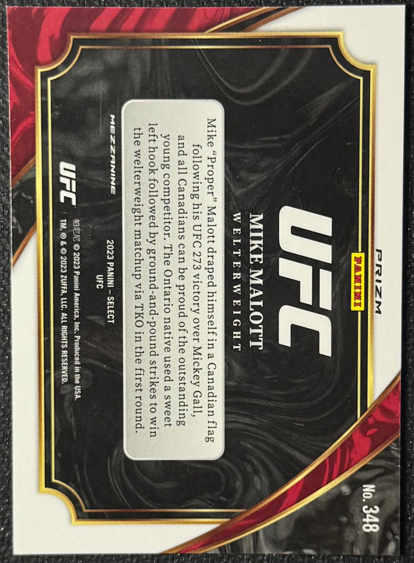 2023 Panini Select UFC Mike Malott Silver Mezzanine Case Hit