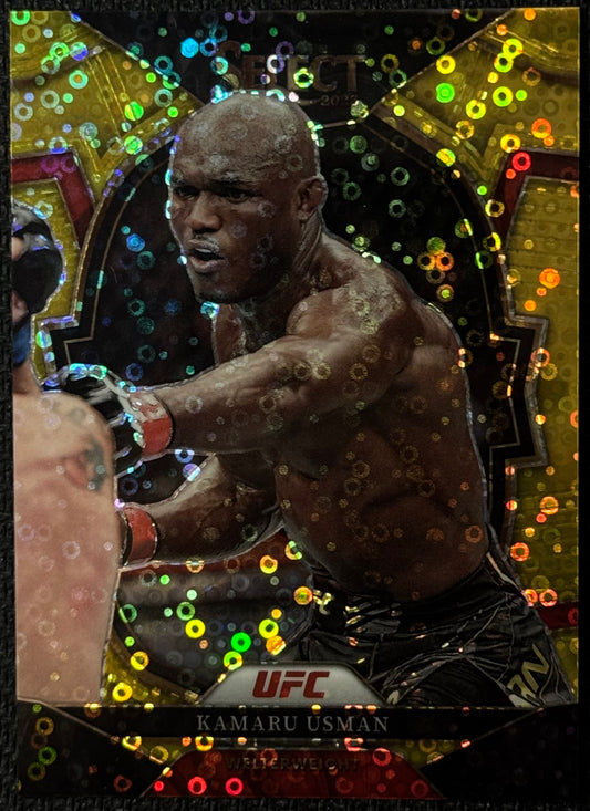 2023 Panini Select UFC Kamaru Usman #35 Gold Disco Prizm #/10