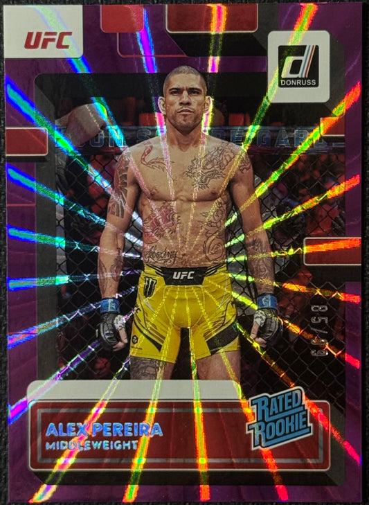 2023 Donruss UFC Alex Pereira Rated Rookie Purple Laser #/99